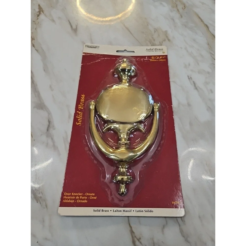 BRAINERD Large Solid Polished Brass Door Knocker 8 1/4